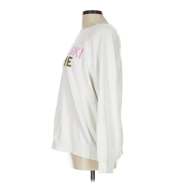 Wildfox Apres-Ski Kiss Me Graphic Sweatshirt White Cotton Pullover Large - Image 3