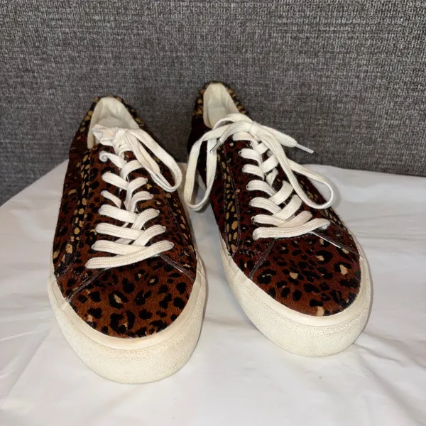 Madewell Sidewalk Low Top Sneakers Womens 9 Leopard Calf Hair Brown Mob Wife - Image 3