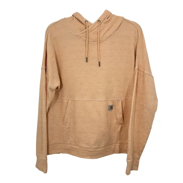 Carhartt Peach Orange Heathered Pullover Hoodie Thumbholes Women's Medium Casual - Image 8