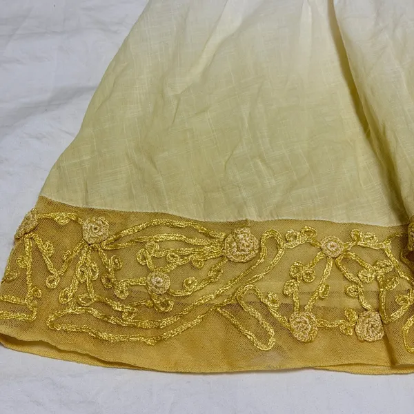 Free People Ombre Embroidered Mini‎ Skirt XS Yellow White Cotton Smocked Waist - Image 7