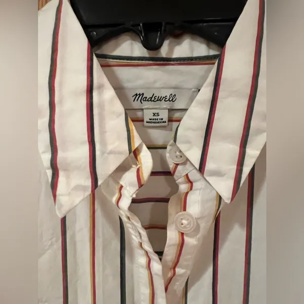 Madewell Slightly Oversized‎ Cotton Central Shirt in Sadie Stripe Multistripe XS - Image 7
