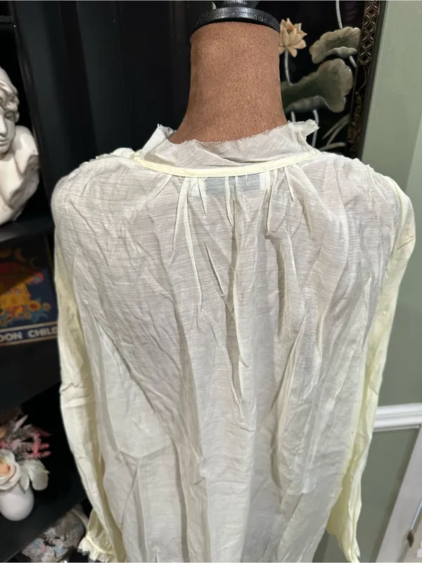 Seraphina Light‑Yellow Boho Blouse with Seashell Buttons Size Large Yellow - Image 8