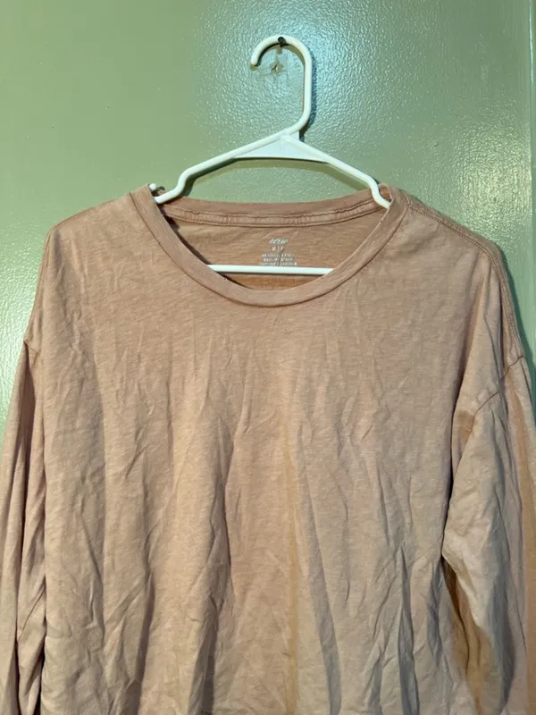 Aerie Womens Size Medium Long Sleeve T-Shirt Cropped Tan Brown Distressed Cotton - Image 4