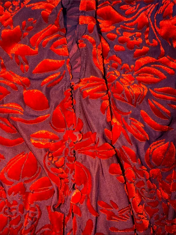 Free People Red Floral Ruffle Crop Top - Image 6