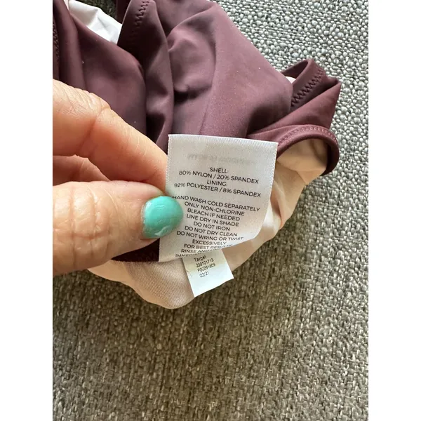 Shade‎ & Shore Womens Burgundy Wrap Tie Waist One Piece Swimsuit Size L EUC - Image 6