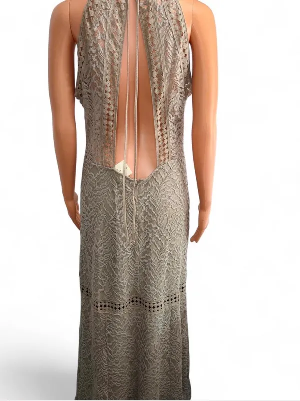 Guess Rosemary maxi dress with slit and lace details. Size L . - Image 3