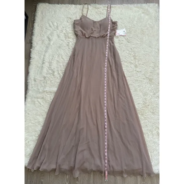 Birdy Grey Dress Gwennie Chiffon Maxi No Slit Pockets Taupe M NWT New - Image 13