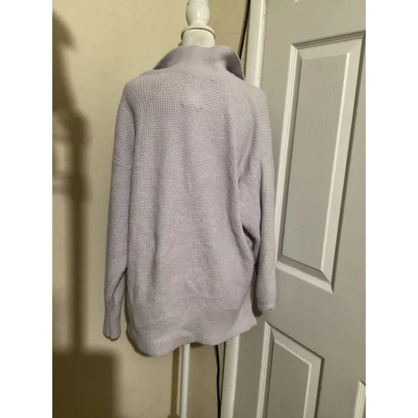 Aerie Womens Lavender Purple Waffle Knit Polo Collar V-Neck Sweater Size Small - Image 3