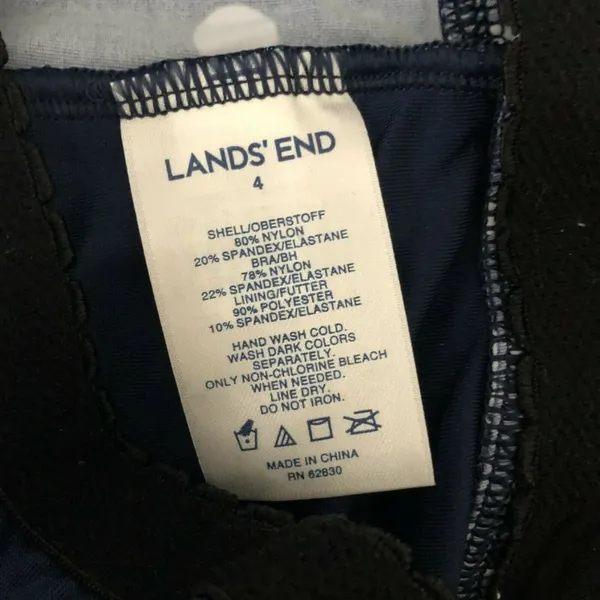 Lands End Tankini Top Underwire Removable Pads Tummy Control Polka Dot Navy 4 - Image 3