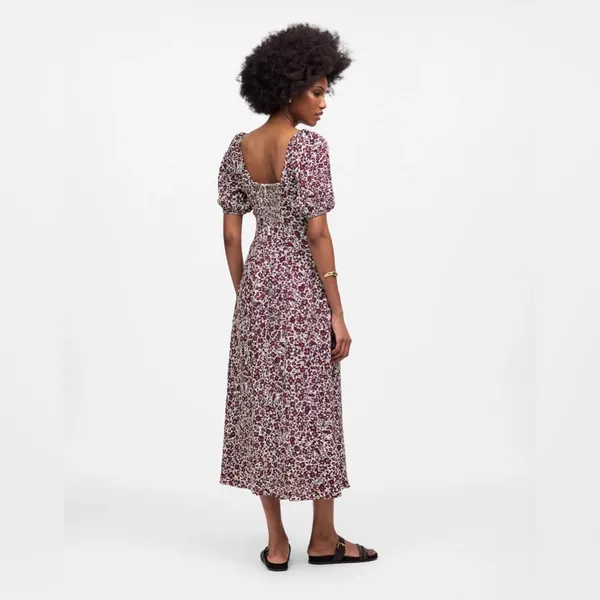 NWT Madewell Puff Sleeve Sweetheart Midi Dress in Floral 4 need left arm elastic - Image 4