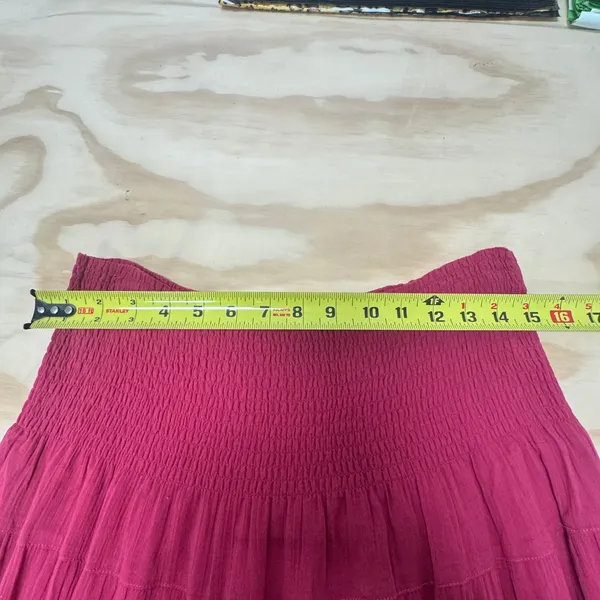 Cabi Raspberry Pink Tiered Cotton Midi Skirt Smocked Waist Boho Medium‎ Picnic - Image 8