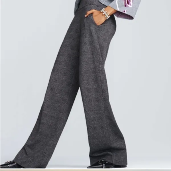 CAbi #3740 Bond High-Rise Gray Plaid Wide Leg Dress Pant Trouser, 8 - Image 3