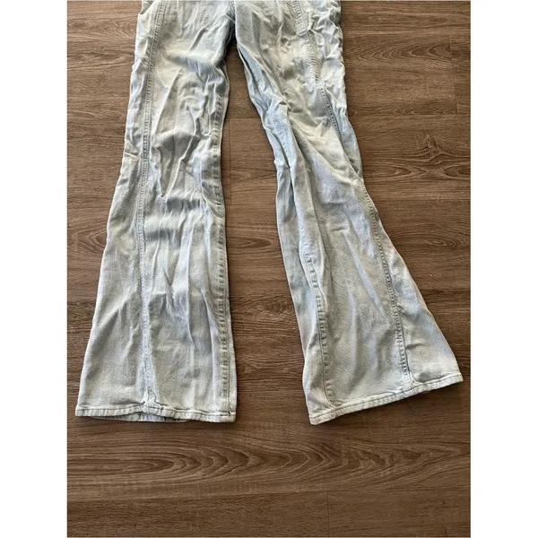 Free People We The Free High Rise Flare Jeans Y2K Womens 29 Light Wash Denim - Image 3