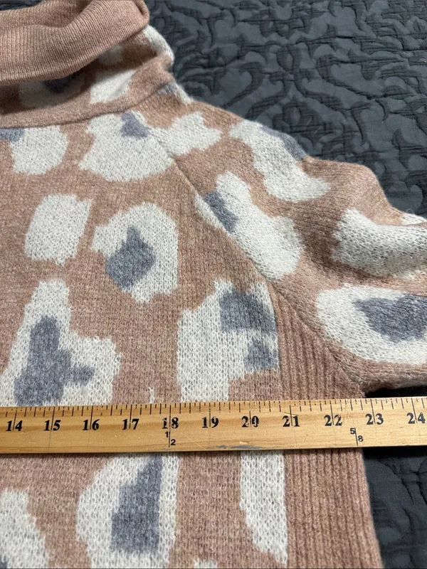 Entro women’s large pullover turtleneck leopard print sweater long sleeve new - Image 5