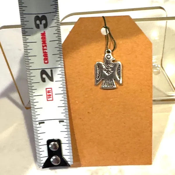Silver tone Thunderbird Southwest native Motif Bird Charm Pendant - Image 3