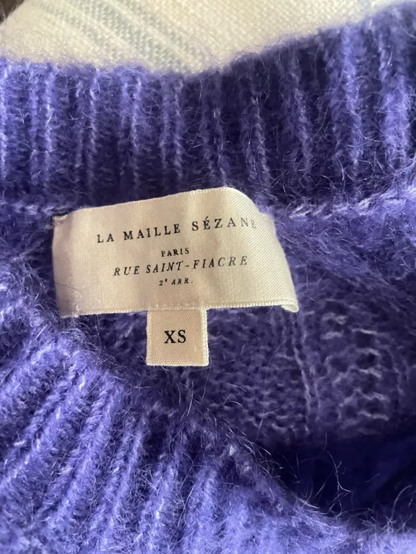 Sézane Scarlett Kid Mohair Wool Blend Cable Knit Jumper Sweater Purple Size XS - Image 5