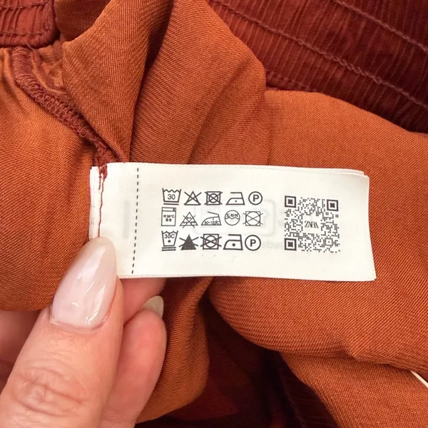 Zara Terracotta Orange Flowy Wide Leg Silky Satin Stretchy Pants Size Medium - Image 9