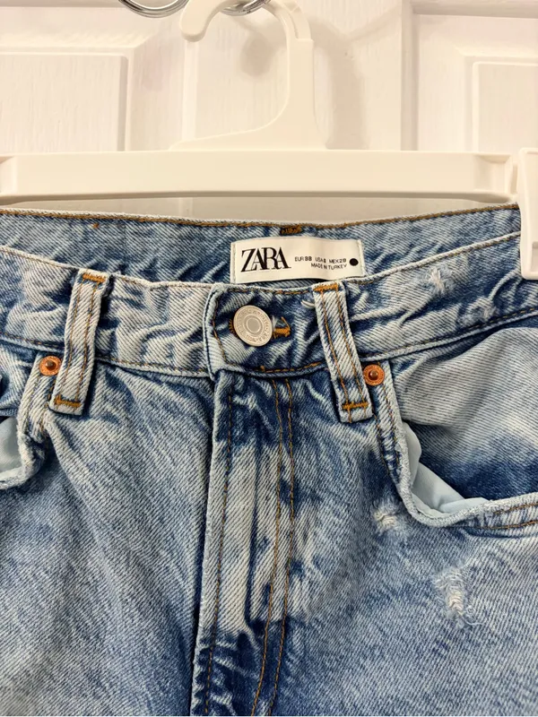 ZARA Light Blue Distressed Boyfriend Jeans - Image 2