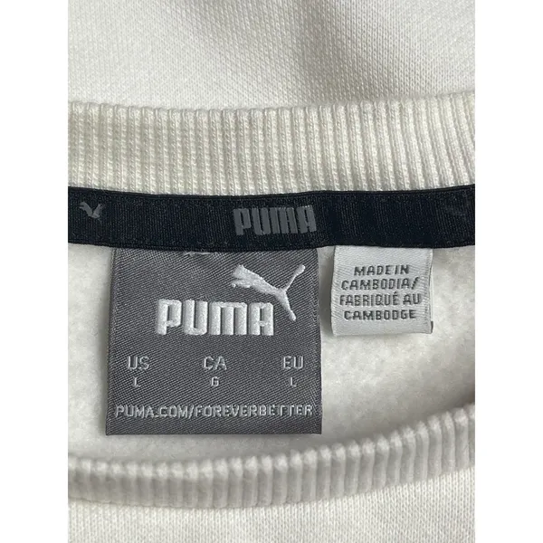 PUMA Crew Neck Spellout Jumper Sweatshirt Womens L‎ White Bag 6 - Image 3