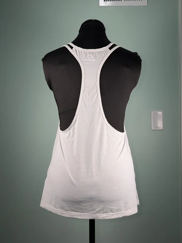 Women’s Beyond Yoga White and Gray Striped Spaghetti Strap Tank Size Small - Image 3