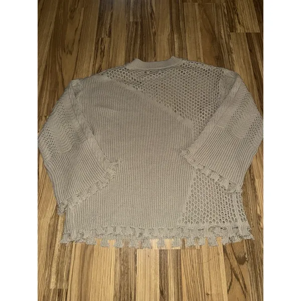 Mello‎ Los Angeles Fringe Crewneck Sweater Tan Brown Women's Large - Image 4
