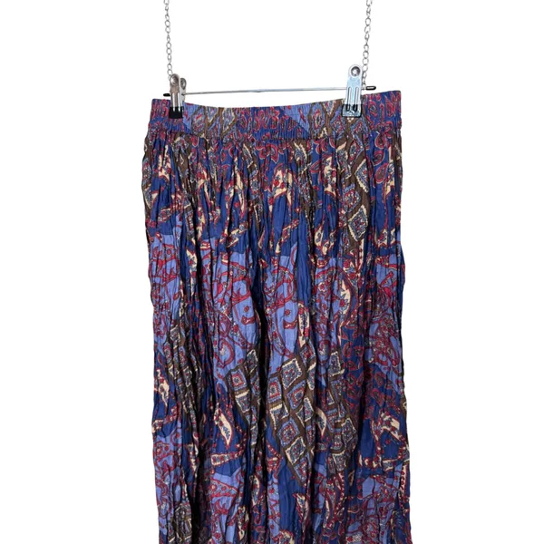 Bobbie Brooks Anywhere Blue Paisley Cotton Crinkle Maxi Skirt Womens Large Boho - Image 2