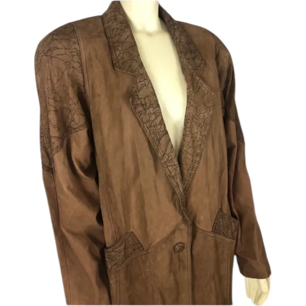 Vintage 80s G-III Global Identity Oversized Slouchy brown leather coat large - Image 7