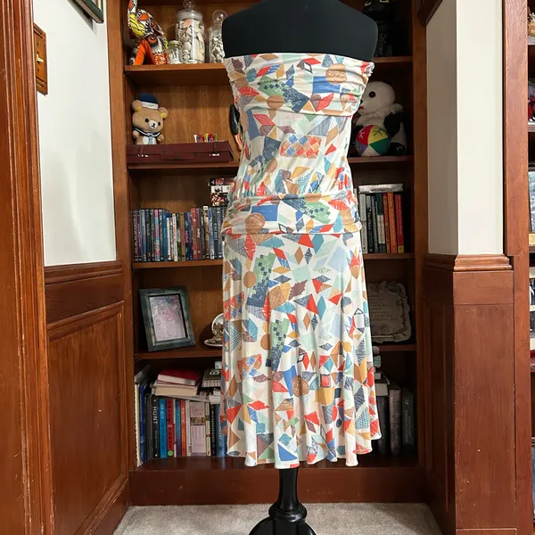 LaRok Strapless Silk Midi Dress Multiple Size L - Image 4