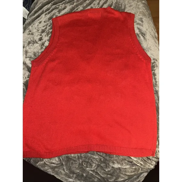 Alfred Dunner‎ Red Embroidered Sweater Vest Women's Medium Floral Cottagecore - Image 5