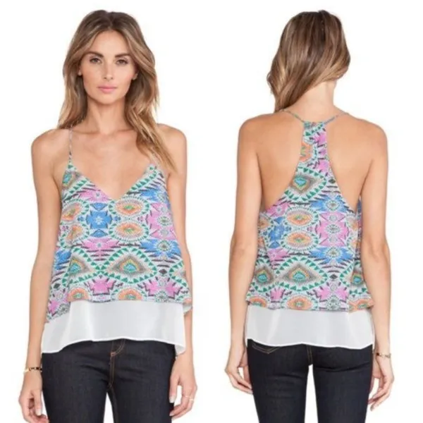 Lovers + Friends Mosaic Cami Size Medium Poppy Layered Tank Sz M New - Image 8