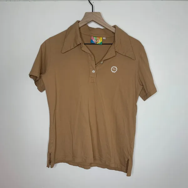 Big Bud Press Camel Brown Polo Shirt Cotton Short Sleeve Top Womens Small - Image 2