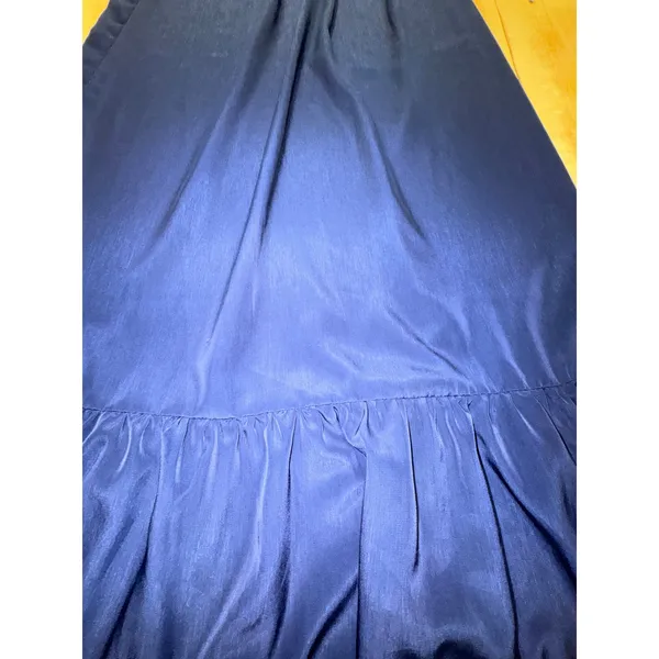 Navy Blue Strapless Ruffle Hem Satin Like Maxi‎ Dress Women Size M L - Image 2