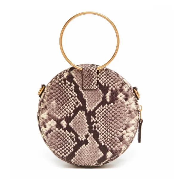 Thacker Leigh Crossbody Round Ring‎ Python Leather Womens Brown Cream OS - Image 3