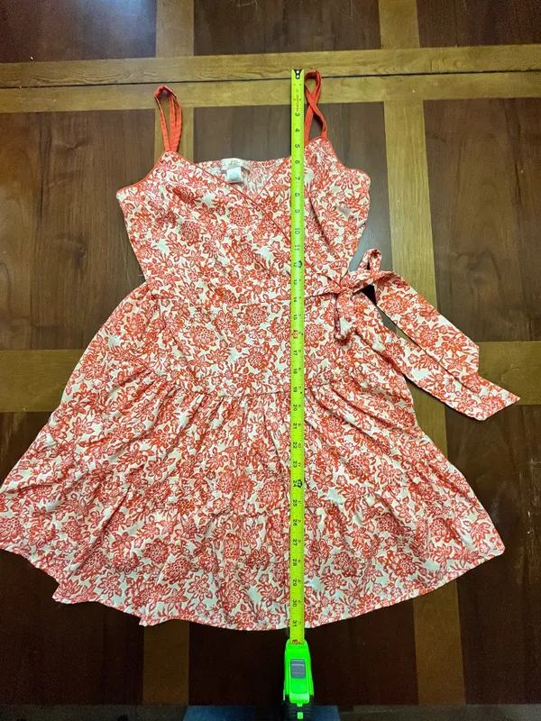 Orange and White Floral Mini Sundress Size Small - Image 7