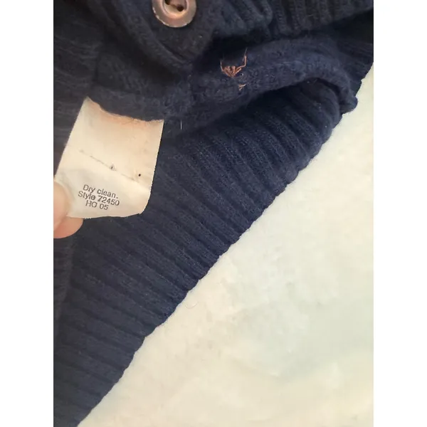 J.Crew Navy Blue Cable Knit Cardigan Merino Wool Angora Cashmere Blend‎ M - Image 4