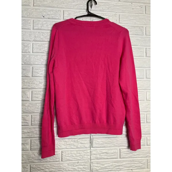 Boden Crewneck Sweater Womens Small Pink Excellent Pointelle Cotton Blend‎ K0833 - Image 4