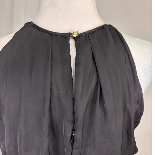 Massimo Dutti Pleated Romper Womens‎ M Black Drawstring Waist Minimalist - Image 5