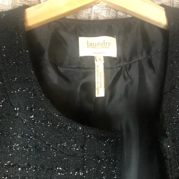Laundry by Shelli Segal Black Metallic Tweed Blazer - Image 5