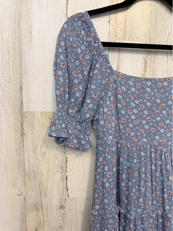 Altar'd State Womens XS Blue Floral Tiered Puff Sleeve Babydoll Dress - Image 4