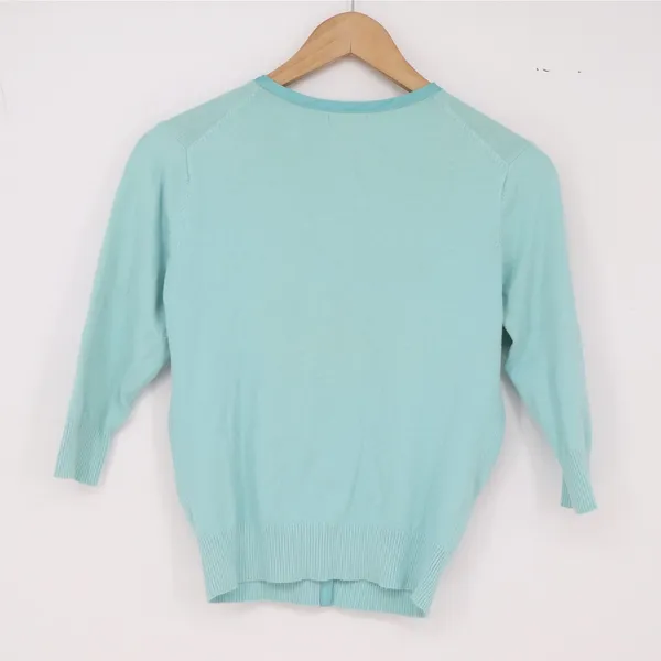 GAP Cardigan Womens S GapStretch Aqua 3/4 Sleeve Snap Front EXCELLENT - Image 4