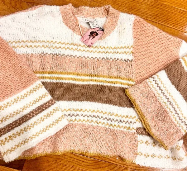 Sincerely Jules super trendy ombré cropped cable knit, sweater 100% cotton XL - Image 4