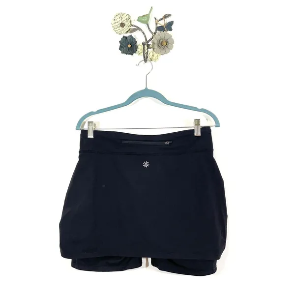 Athleta Women's Contender 2 in 1 Black Short & Skirt Size M Black Zip Pocket - Image 7