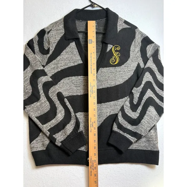 Wicked Universal Studios Hot Topic Shiz University Cardigan Sweater Black Grey 1 - Image 8
