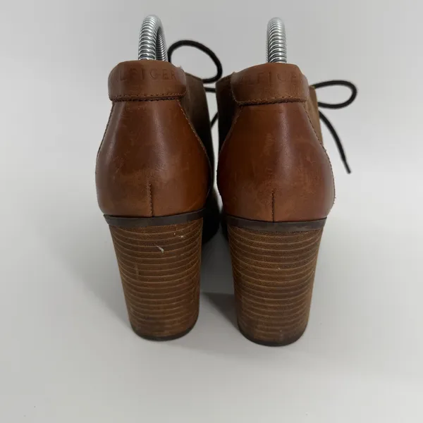 Tommy Hilfiger Duff Brown Suede‎ Leather Lace Up Block Heel Ankle Booties 8.5M - Image 3