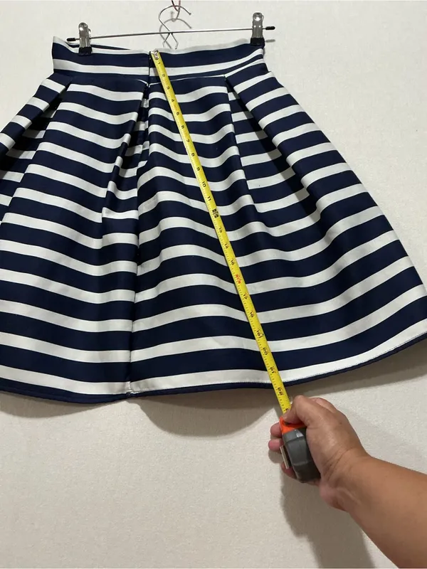 Chicwish Navy and White Striped A-Line Skirt - Image 5