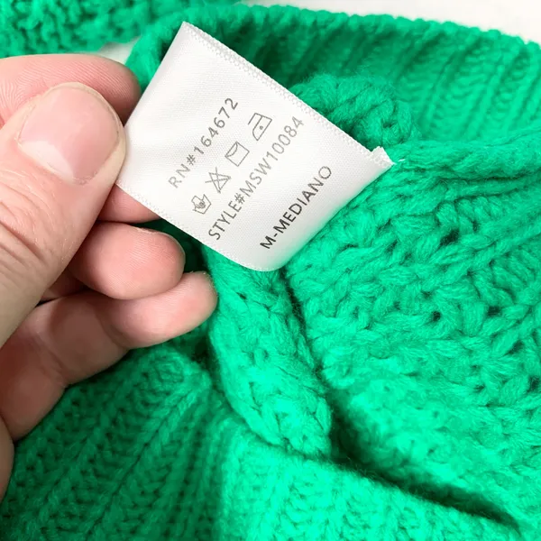 &merci Pointelle‎ Knit Crewneck Sweater Womens Size M Green MSW10084 Chunky - Image 8