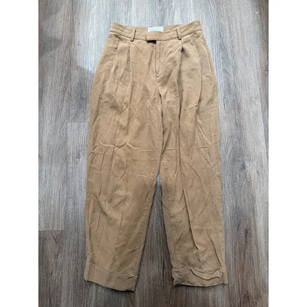 Everlane Tan Brown Pleated Chino Trousers High Rise‎ Lyocell Pants Size 0 - Image 2