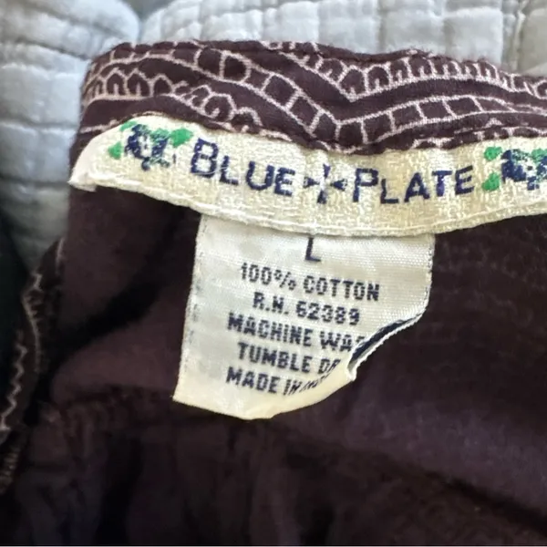 Blue Plate Bandana Print Flowy Lined Side Zip 100% Cotton Skirt size L y2k - Image 5