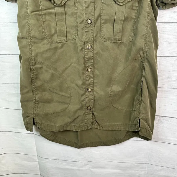 Free People Medium Green Utility Button Front Cuffed Sleeve Tunic Mini Dress - Image 4