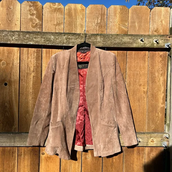 Vintage AMI Tan Suede Blazer Jacket size 16‎ fall winter aesthetic hipster warm - Image 3